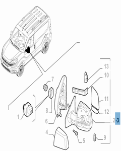 Manueller, linker Außenspiegel für Fiat und Fiat Professional