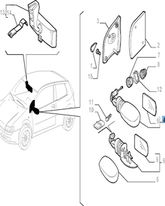 Rechter, mechanischer Außenspiegel für Fiat und Fiat Professional
