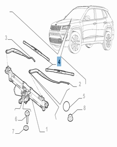Set mit 2 Wischerblättern für die Frontscheibe für Jeep Compass