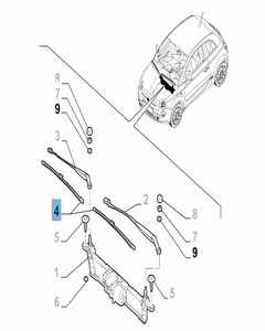 Set mit 2 Wischerblättern für die Frontscheibe für Fiat 500