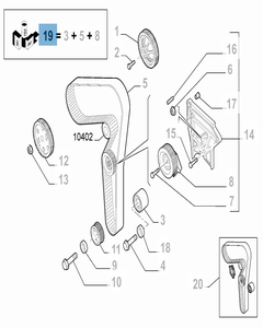 Steuerriemen-Set (Riemen, fester und einstellbarer Riemenspanner) - 3 Teile