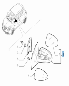 Rechter Außenspiegel für Chrysler Ypsilon