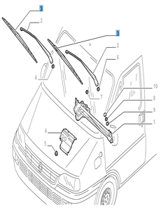 Set mit 2 Wischerblättern für die Frontscheibe für Fiat Ducato
