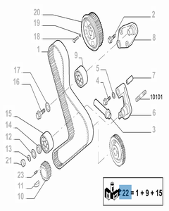 Steuerriemen-Set (Riemen, fester und einstellbarer Riemenspanner) - 3 Teile für Fiat Professional Ducato