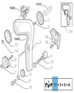 Steuerriemen-Set (Riemen, fester und einstellbarer Riemenspanner) - 3 Teile