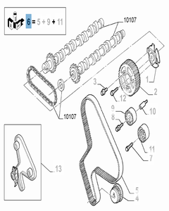 Steuerriemen-Set (Riemen, fester und einstellbarer Riemenspanner) - 3 Teile