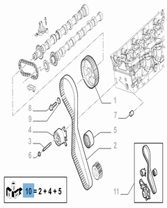Steuerriemen-Set (Riemen, fester und einstellbarer Riemenspanner) - 3 Teile für Fiat Professional Scudo