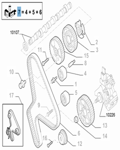 Steuerriemen-Set (Riemen, fester und einstellbarer Riemenspanner) - 3 Teile für Fiat und Fiat Professional