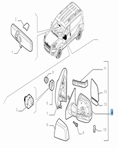 Manueller linker Außenspiegel für Fiat Professional Doblo