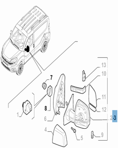 Manueller, linker Außenspiegel für Fiat und Fiat Professional