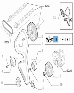 Steuerriemen-Set (Riemen, fester und einstellbarer Riemenspanner) - 3 Teile für Fiat Professional Scudo