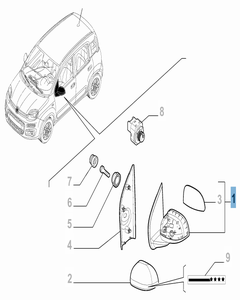 Rechter Außenspiegel für Fiat Panda