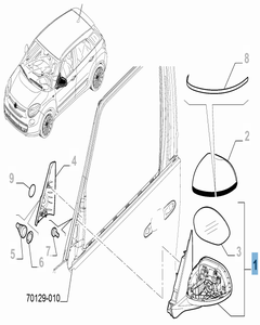 Rechter Außenspiegel für Fiat 500L