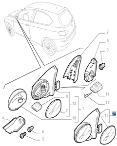 Linker Außenspiegel für Alfa Romeo 147