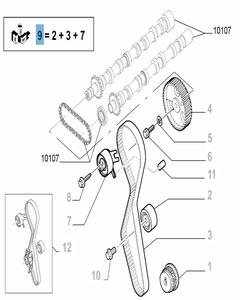 Steuerriemen-Set (Riemen, fester und einstellbarer Riemenspanner) - 3 Teile