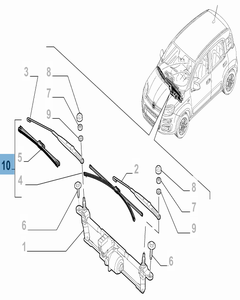 Set mit 2 Wischerblättern für die Frontscheibe für Fiat und Fiat Professional
